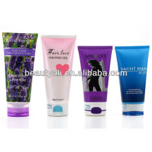 labeling body lotion tube packaging with flip top cap